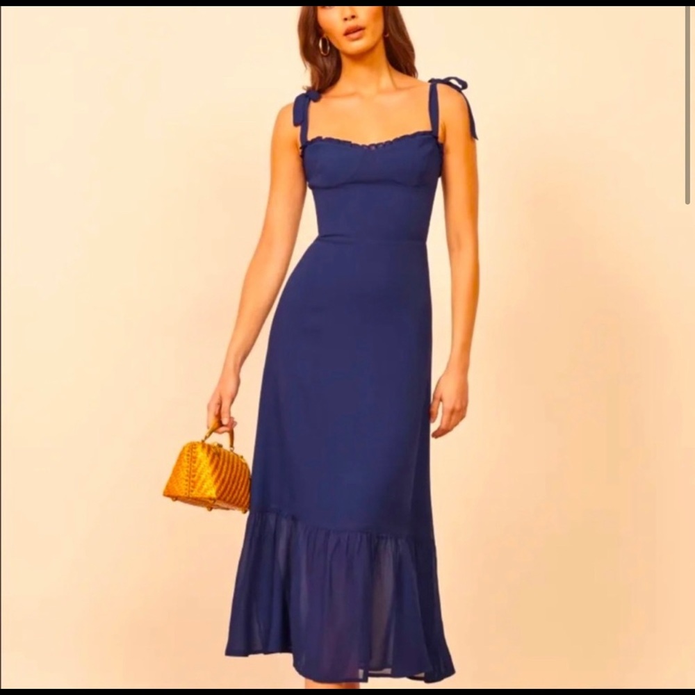 Reformation Nikita Dress in Navy, Size 8